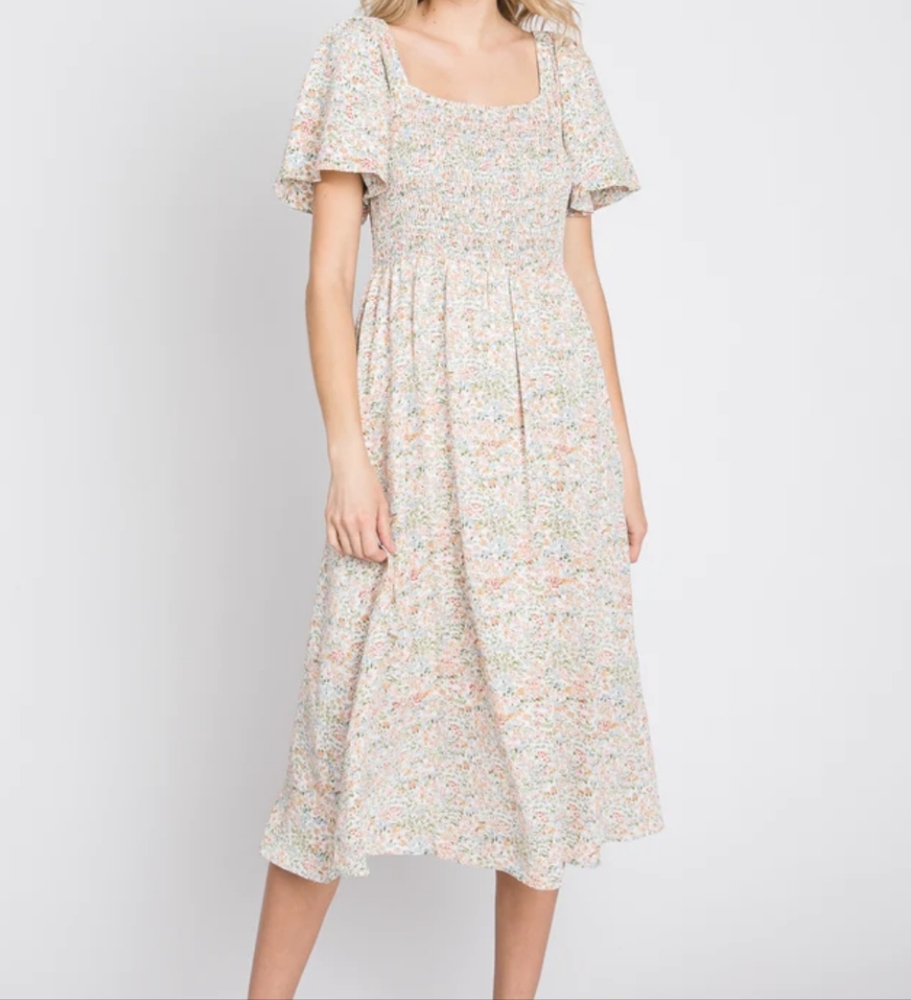 Pinkblush maternity cream floral dress
